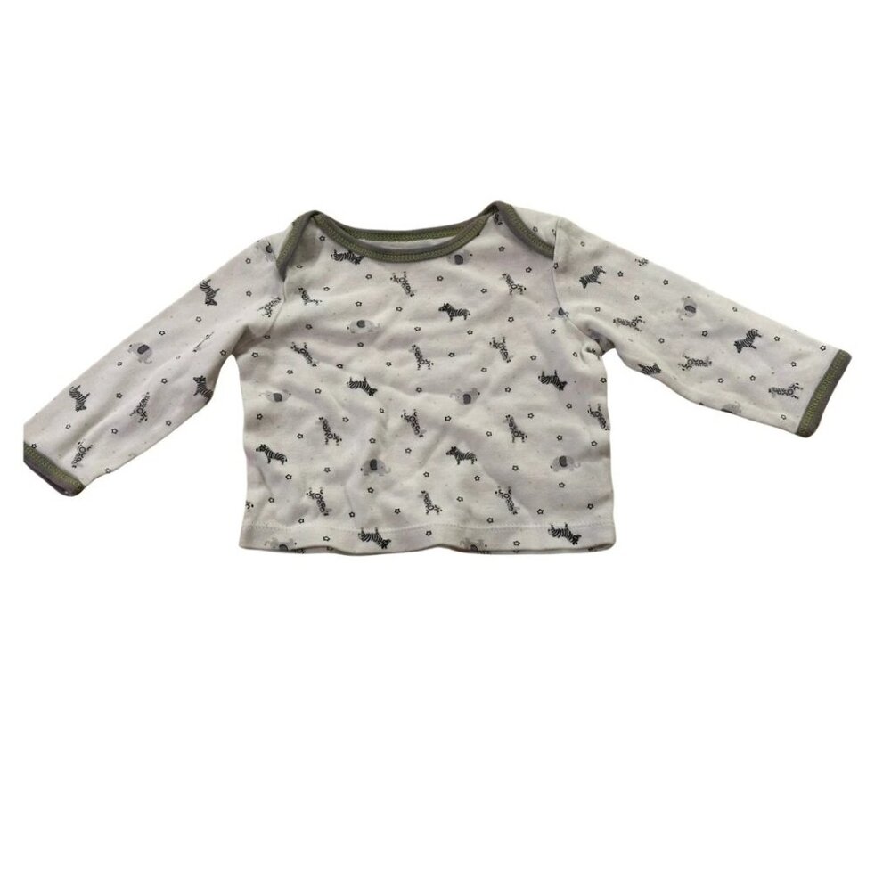 Baby White Long Sleeve T-Shirt All Over Zebra Pattern